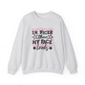 Crewneck Sweatshirt — “I’m Nicer Than My Face Looks” Pink Checker Star Design