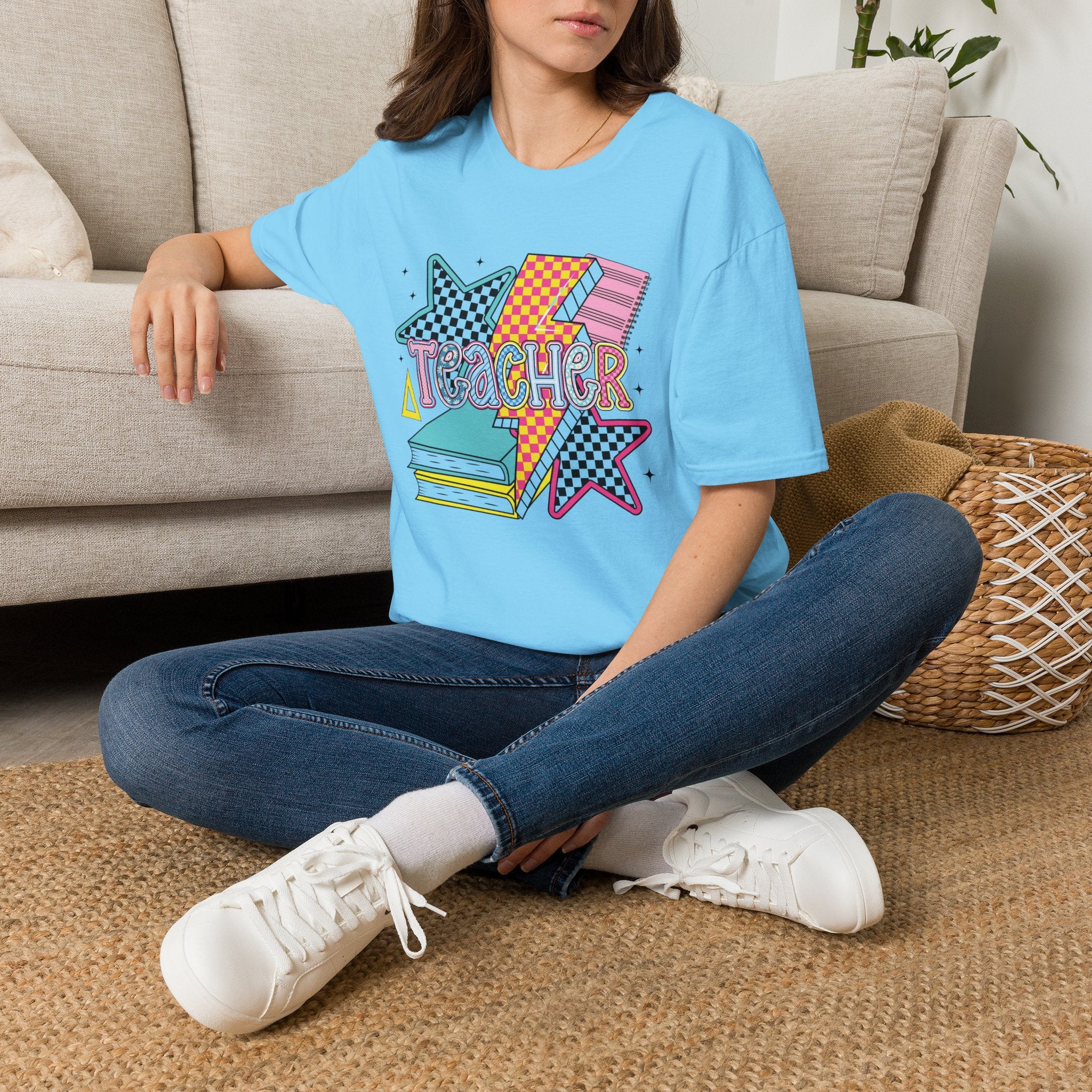 Teacher Colorful 90s School Graphic Tee