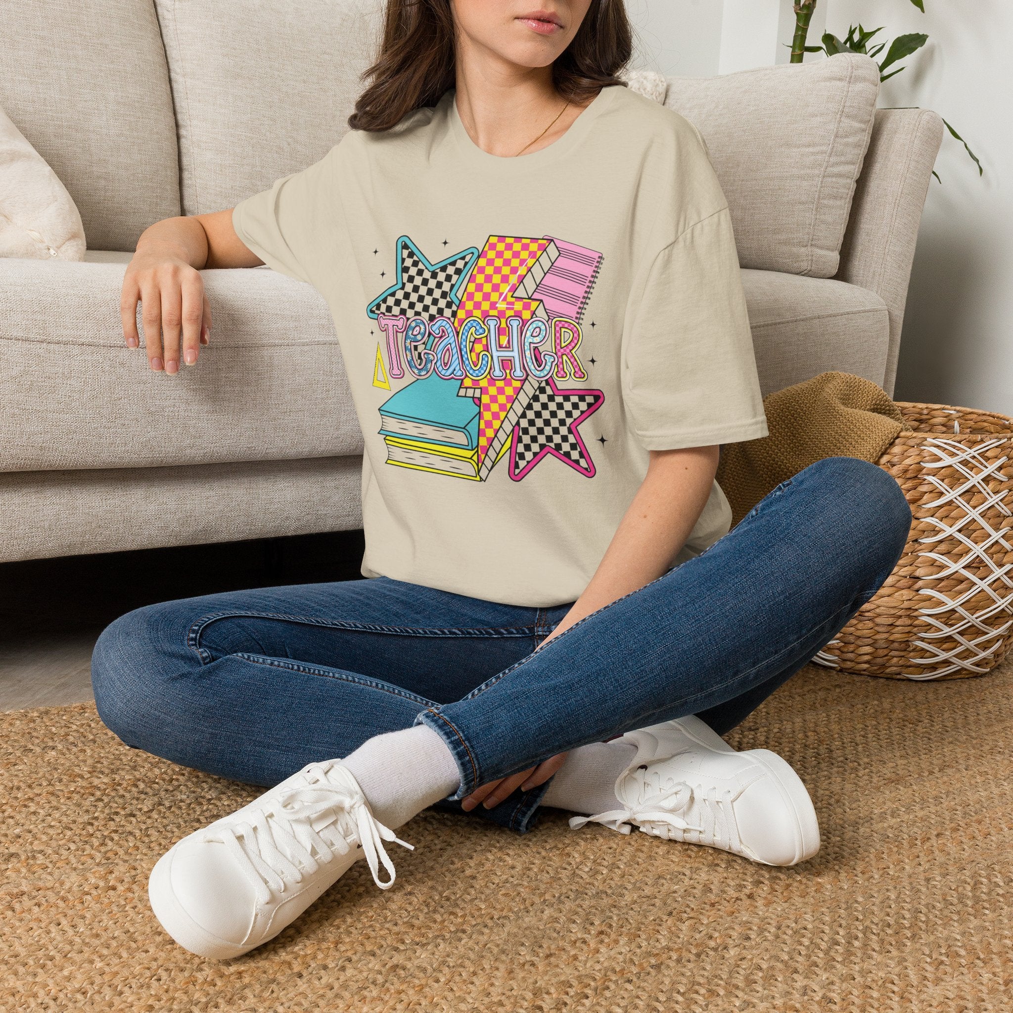 Teacher Colorful 90s School Graphic Tee