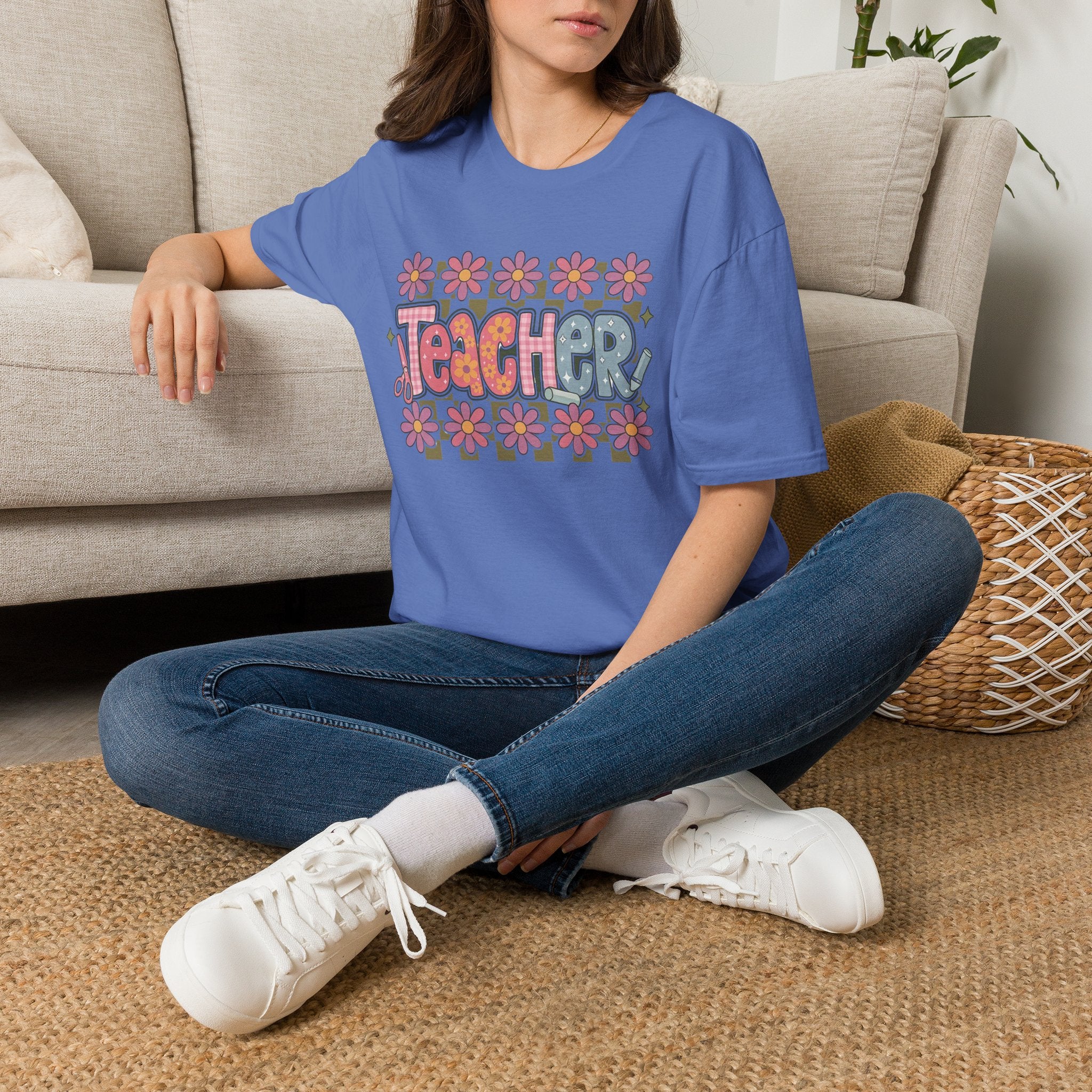 Teacher Floral Retro T-Shirt