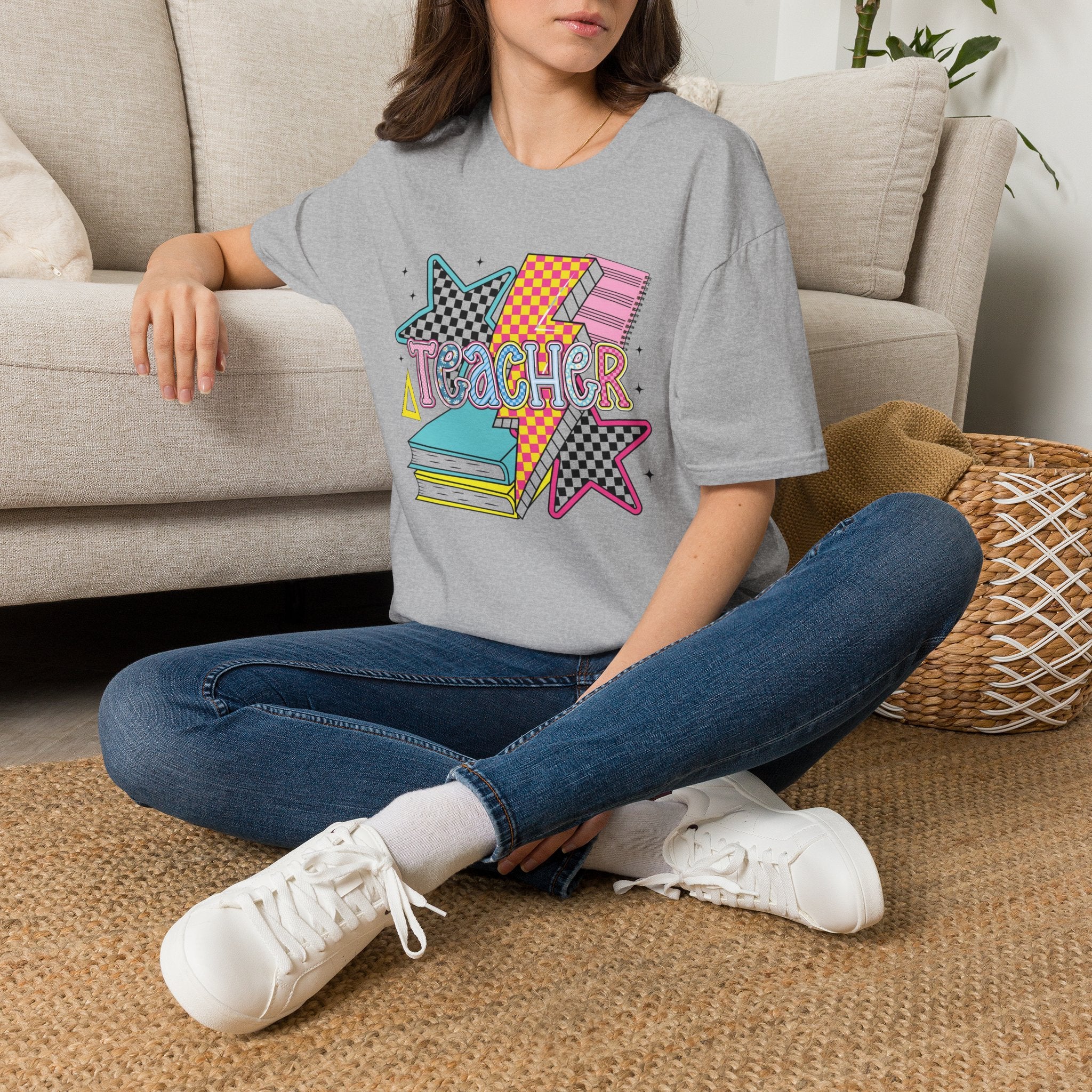 Teacher Colorful 90s School Graphic Tee