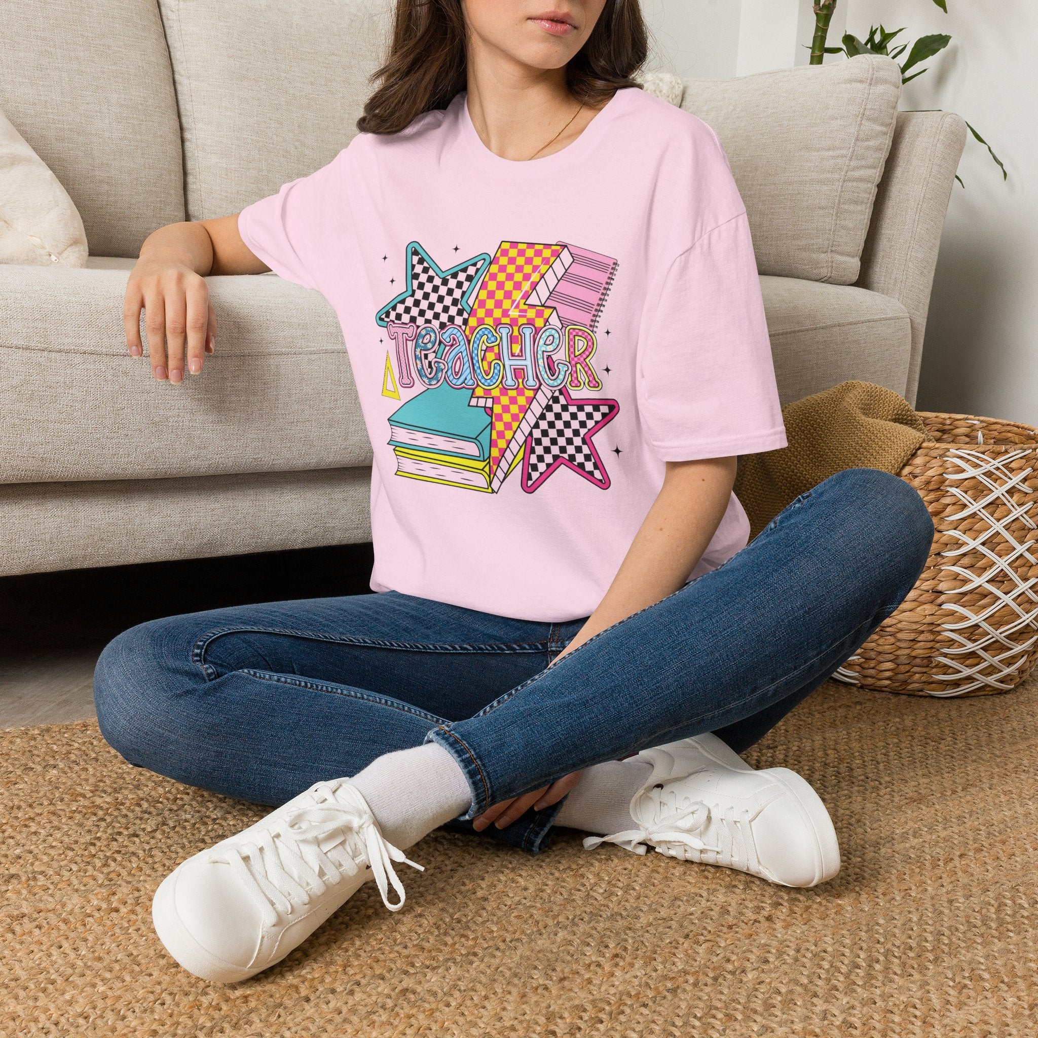 Teacher Colorful 90s School Graphic Tee