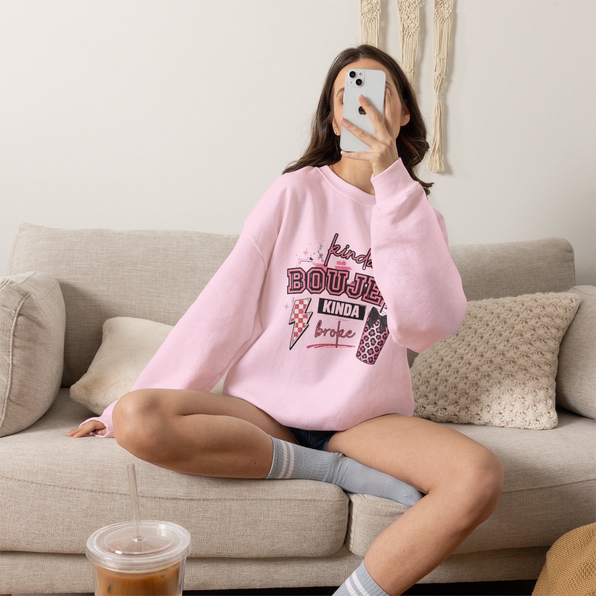 "Kinda Boujee Kinda Broke" Graphic Pullover