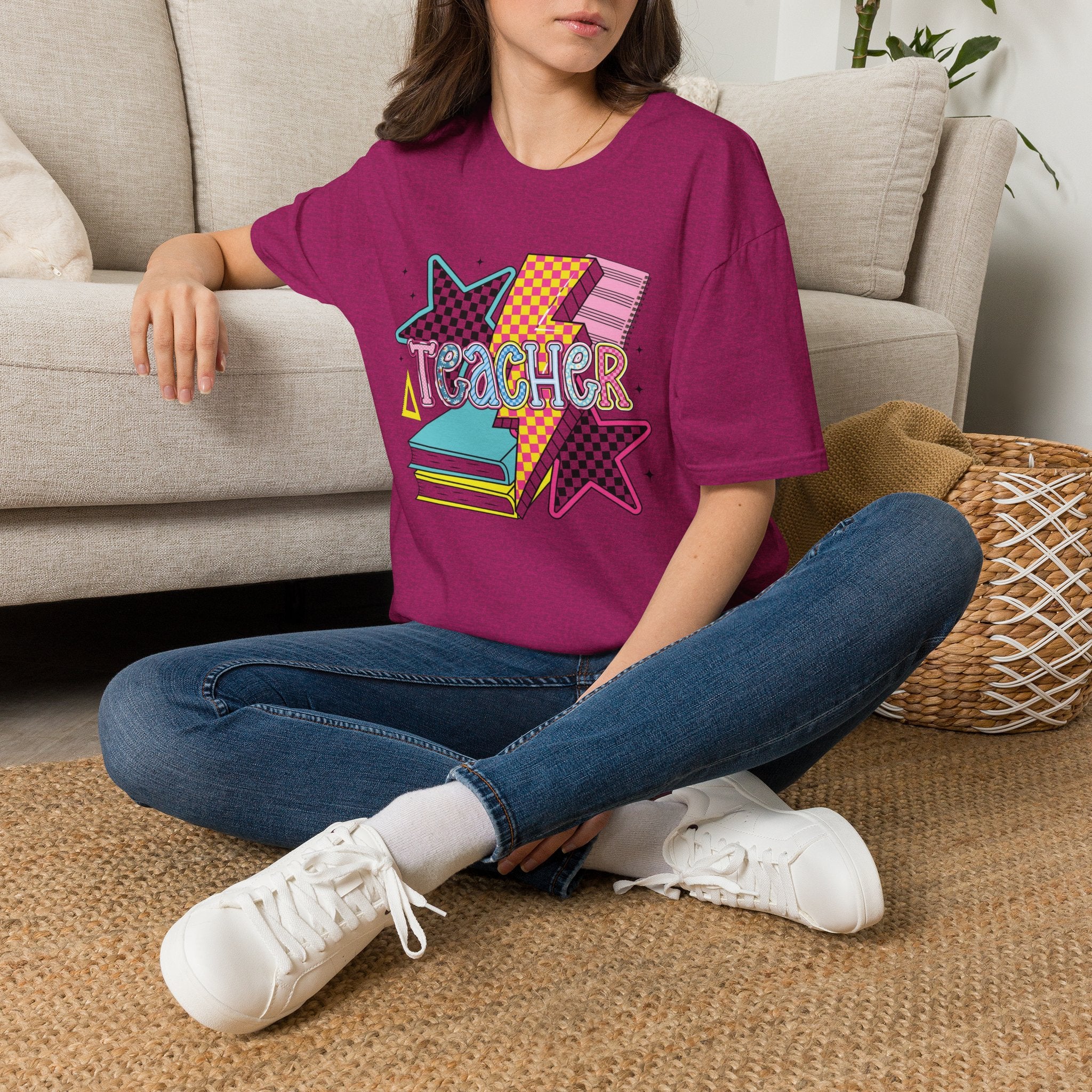 Teacher Colorful 90s School Graphic Tee
