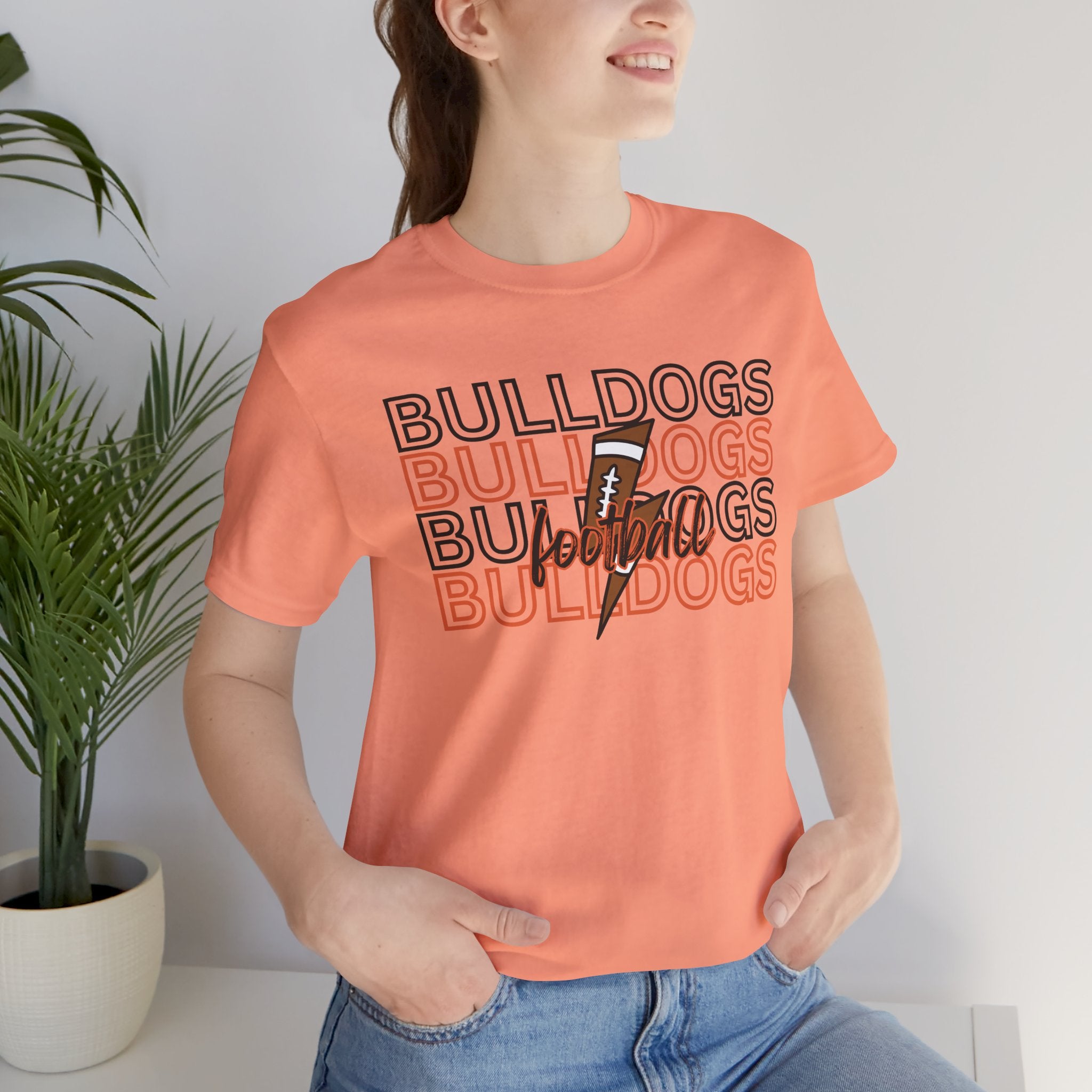 Bulldogs Football Retro Stacked Tee Unisex