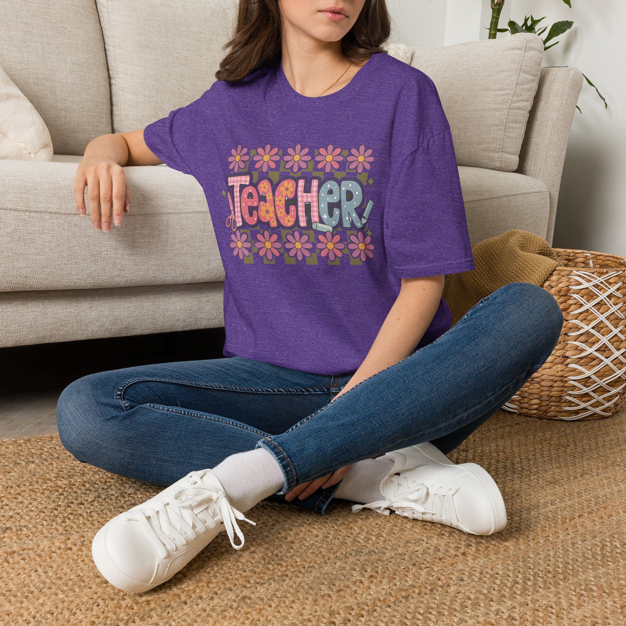 Teacher Floral Retro T-Shirt