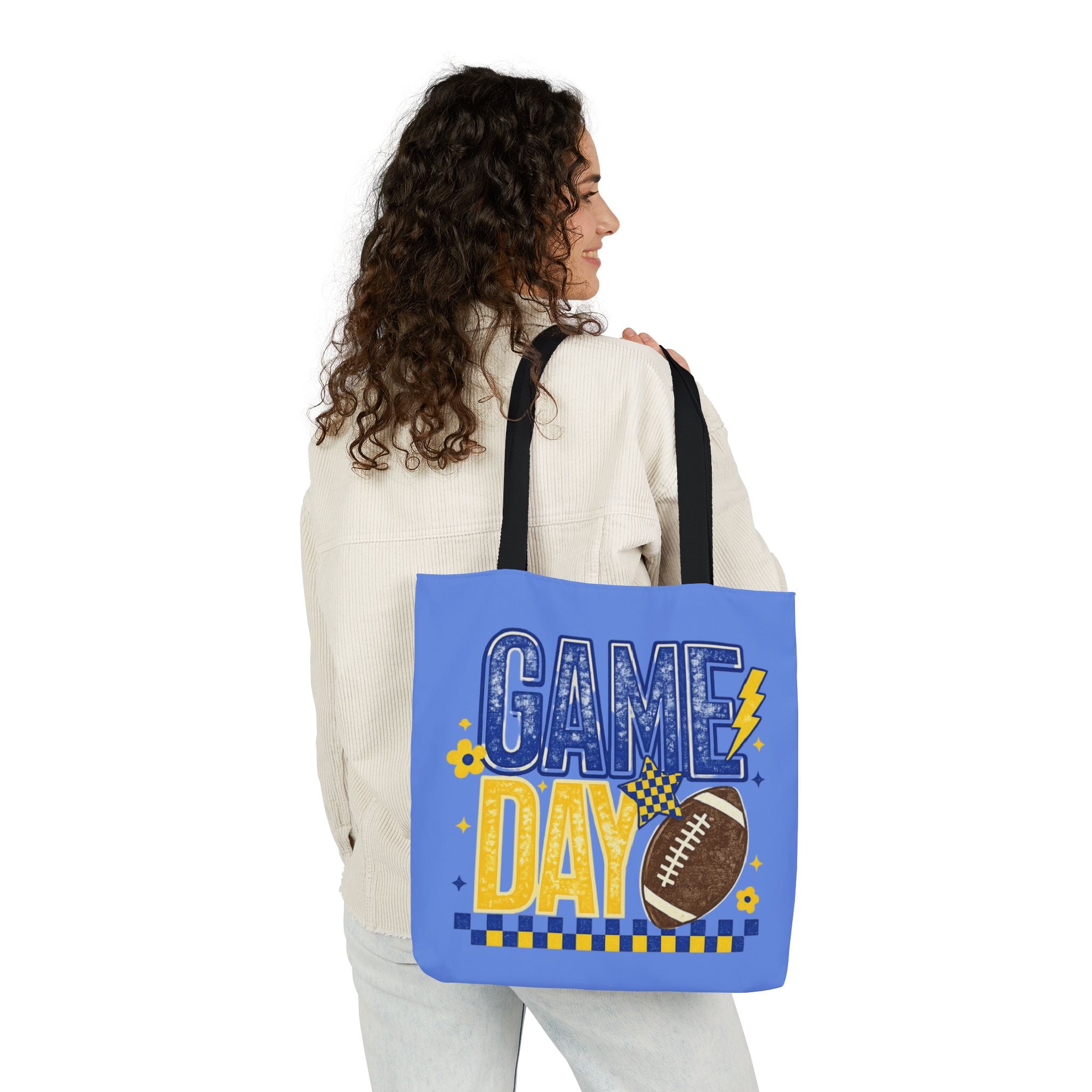 Game Day Football Tote Bag — Blue Canvas Sports Grocery Shopper