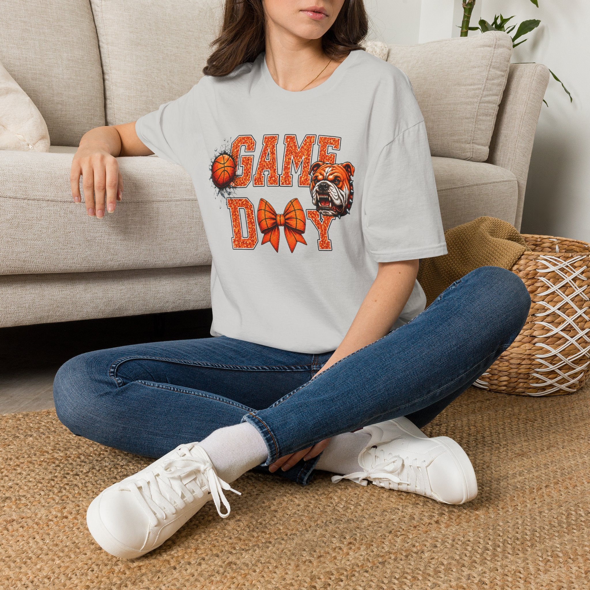 Basketball Orange Bulldog Mascot Tee