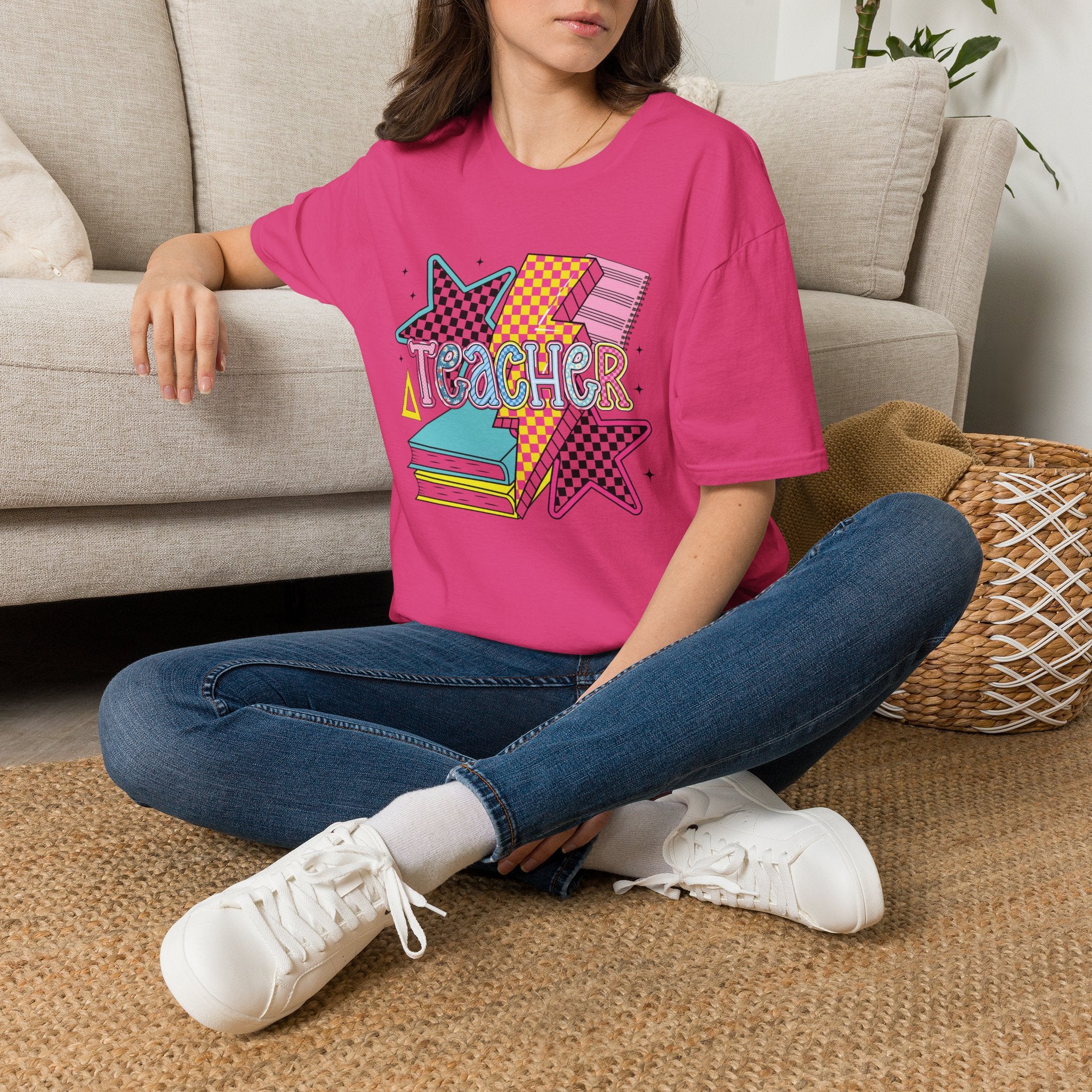 Teacher Colorful 90s School Graphic Tee
