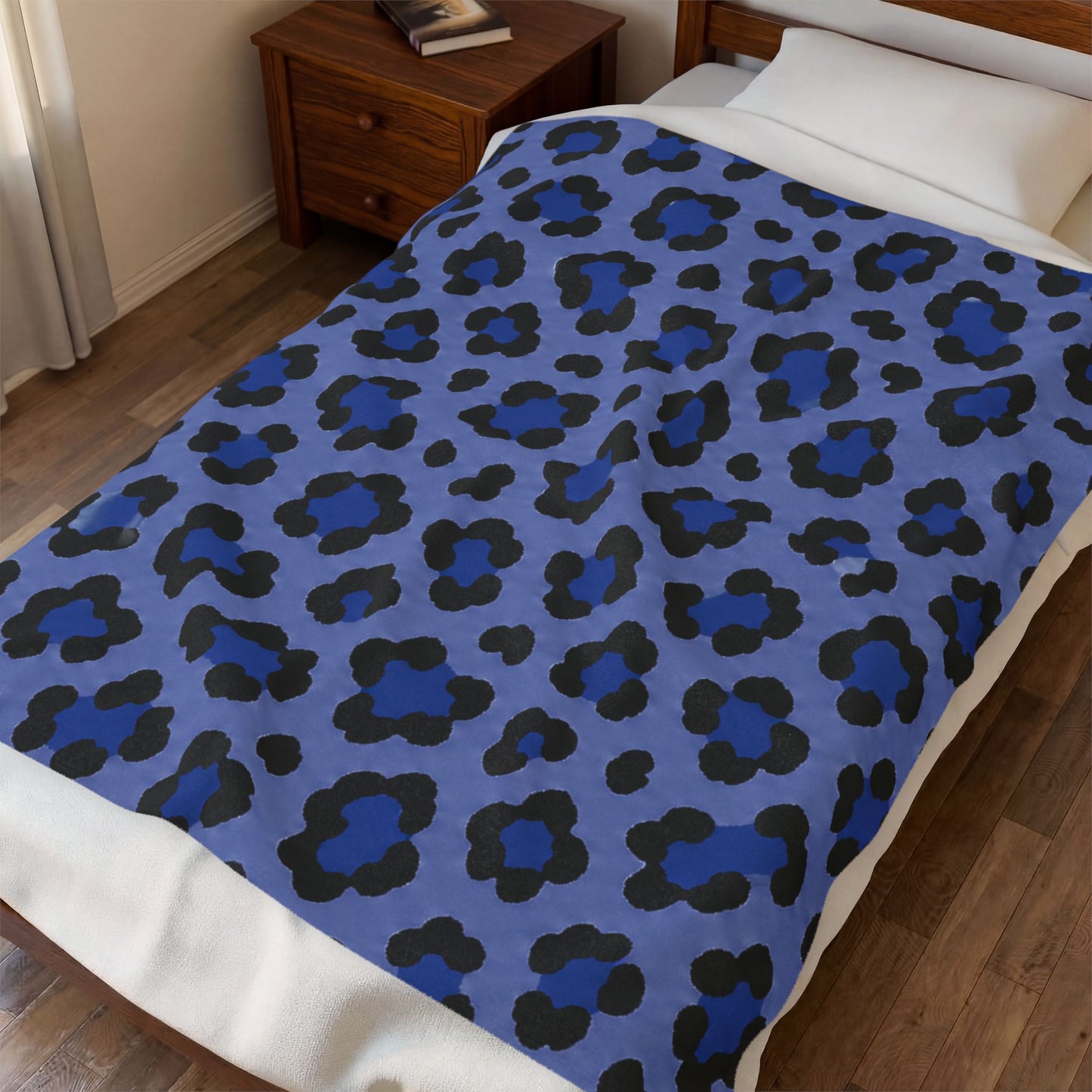Blue Leopard Print Cozy Throw