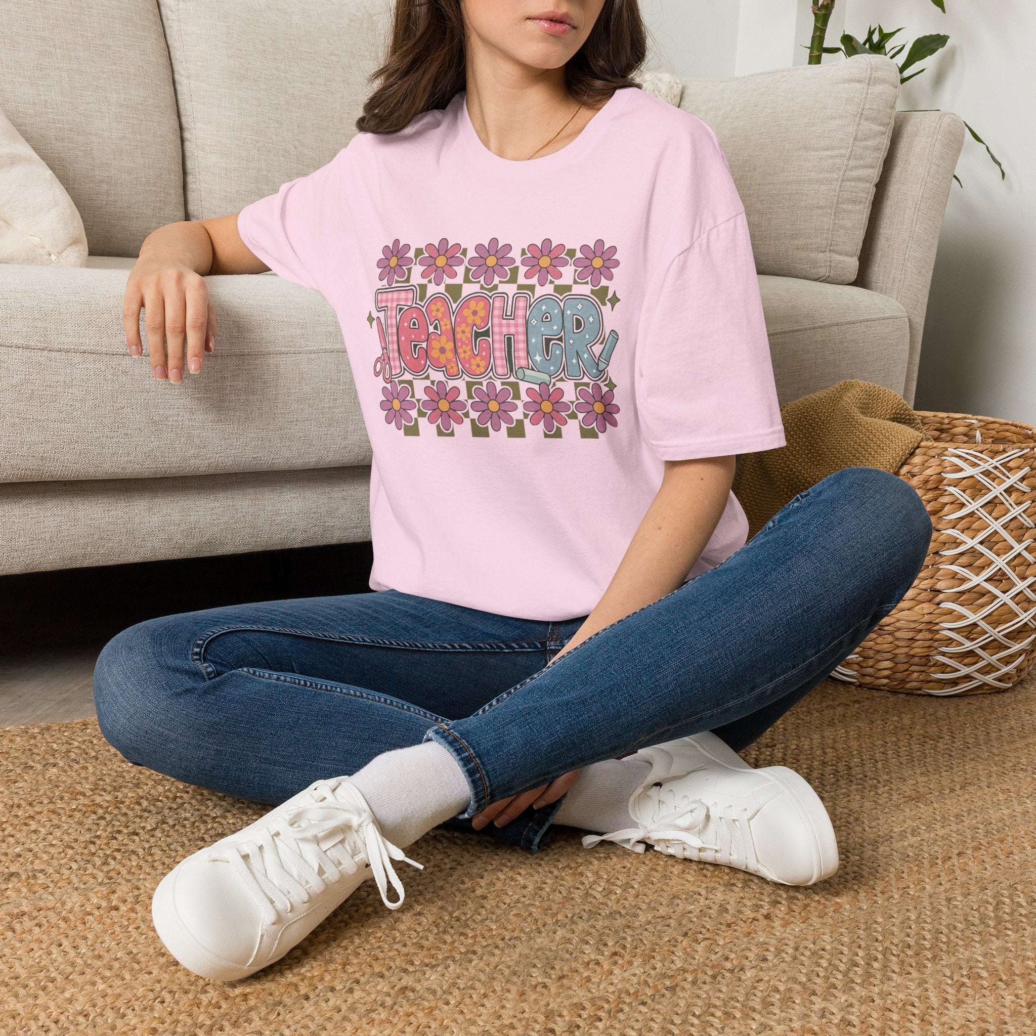 Teacher Floral Retro T-Shirt