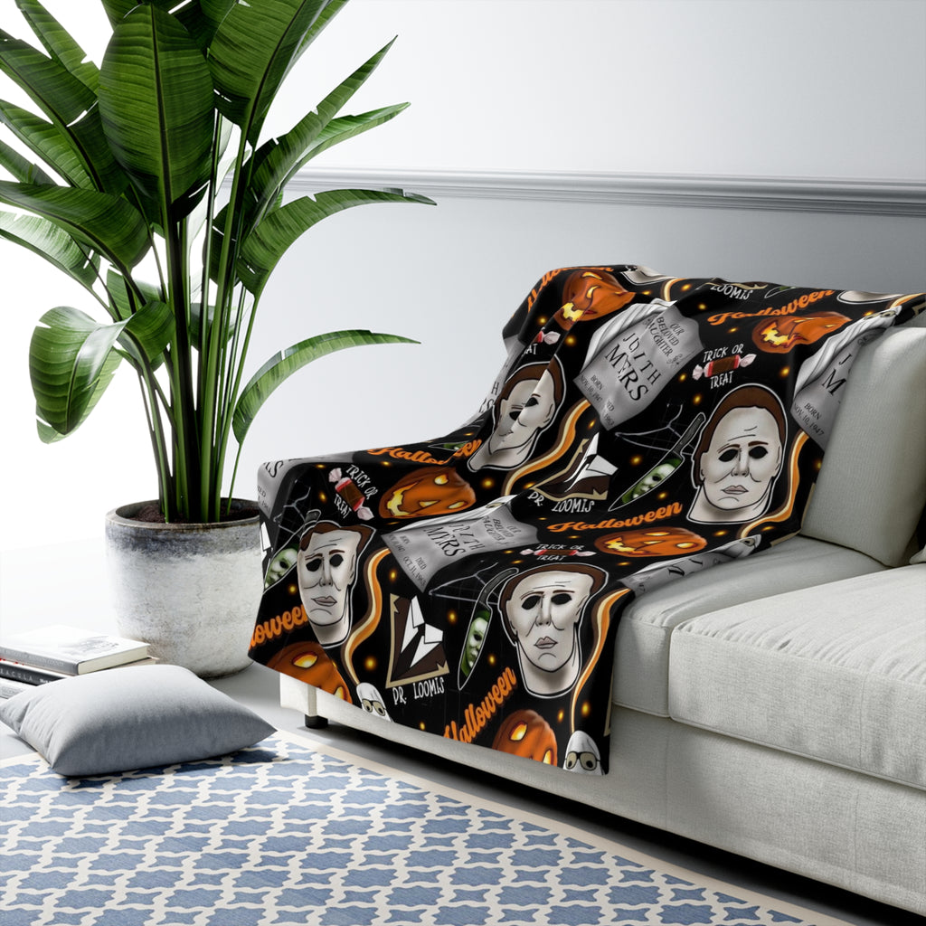Michael Myers Pumpkin & Tombstone Plush Throw