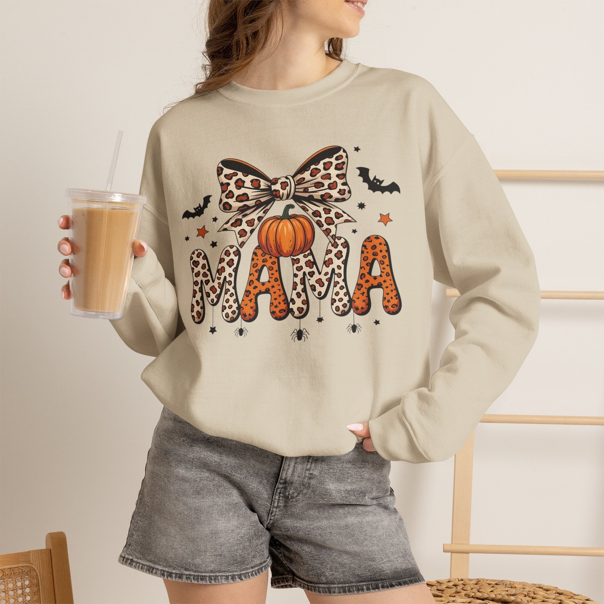 Mama Leopard Pumpkin Crewneck Sweatshirt