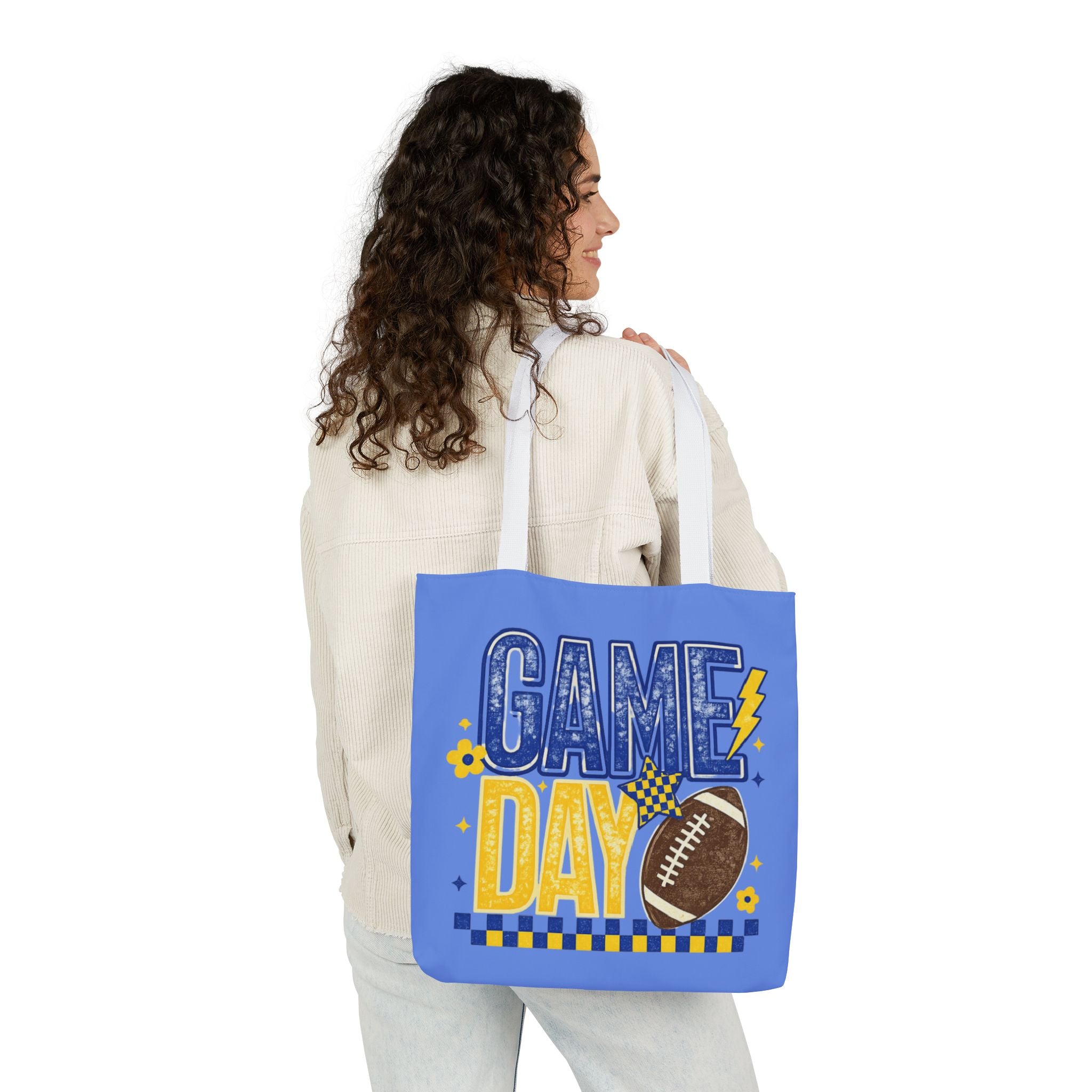 Game Day Football Tote Bag — Blue Canvas Sports Grocery Shopper