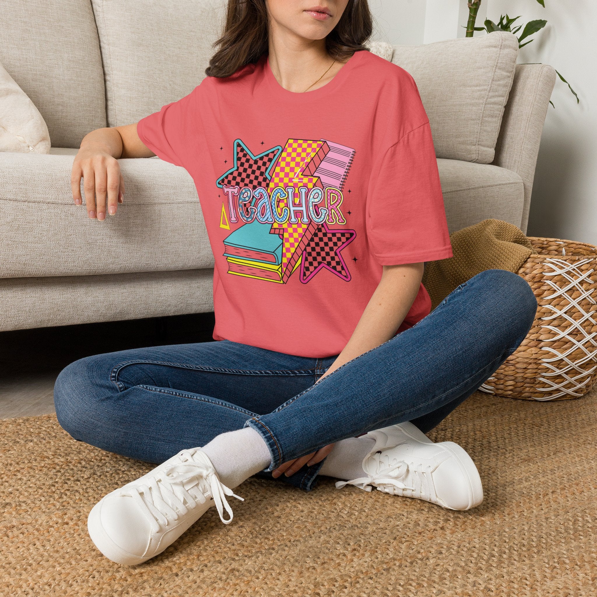 Teacher Colorful 90s School Graphic Tee