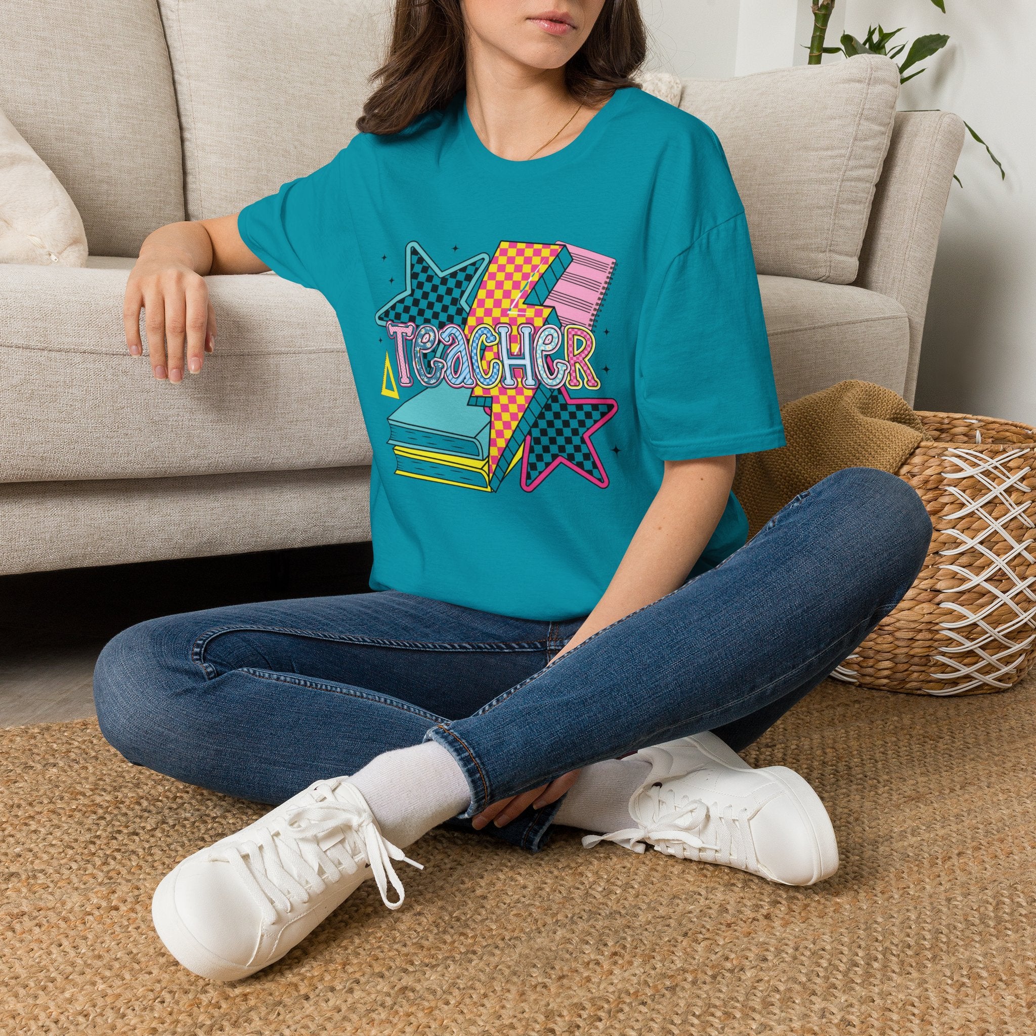 Teacher Colorful 90s School Graphic Tee