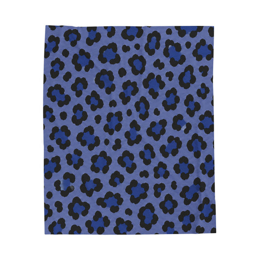 Blue Leopard Print Cozy Throw