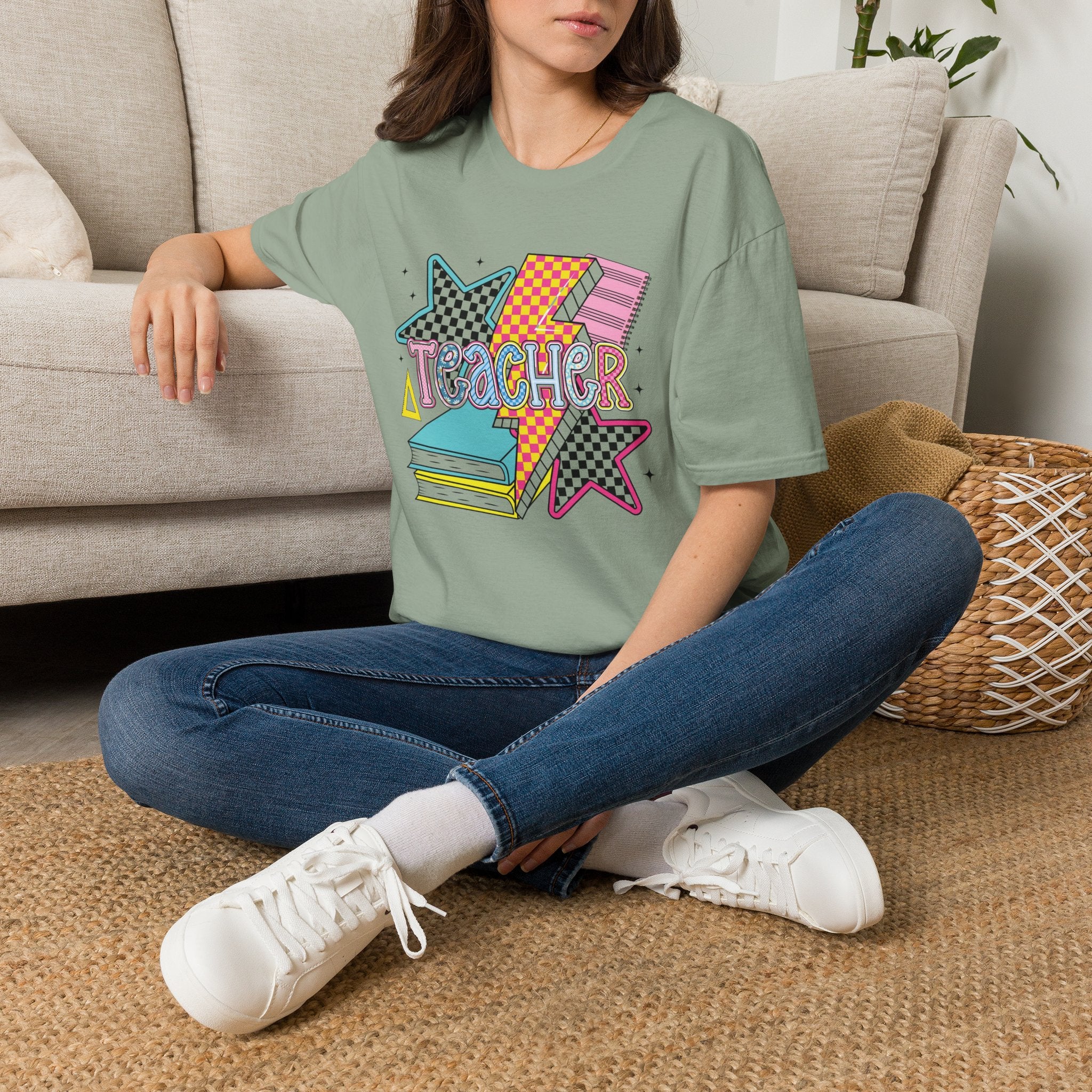 Teacher Colorful 90s School Graphic Tee