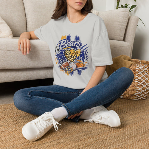 Bears Mom T-Shirt — Leopard Heart & Sports Mom Tee (Soccer, Baseball, Basketball)