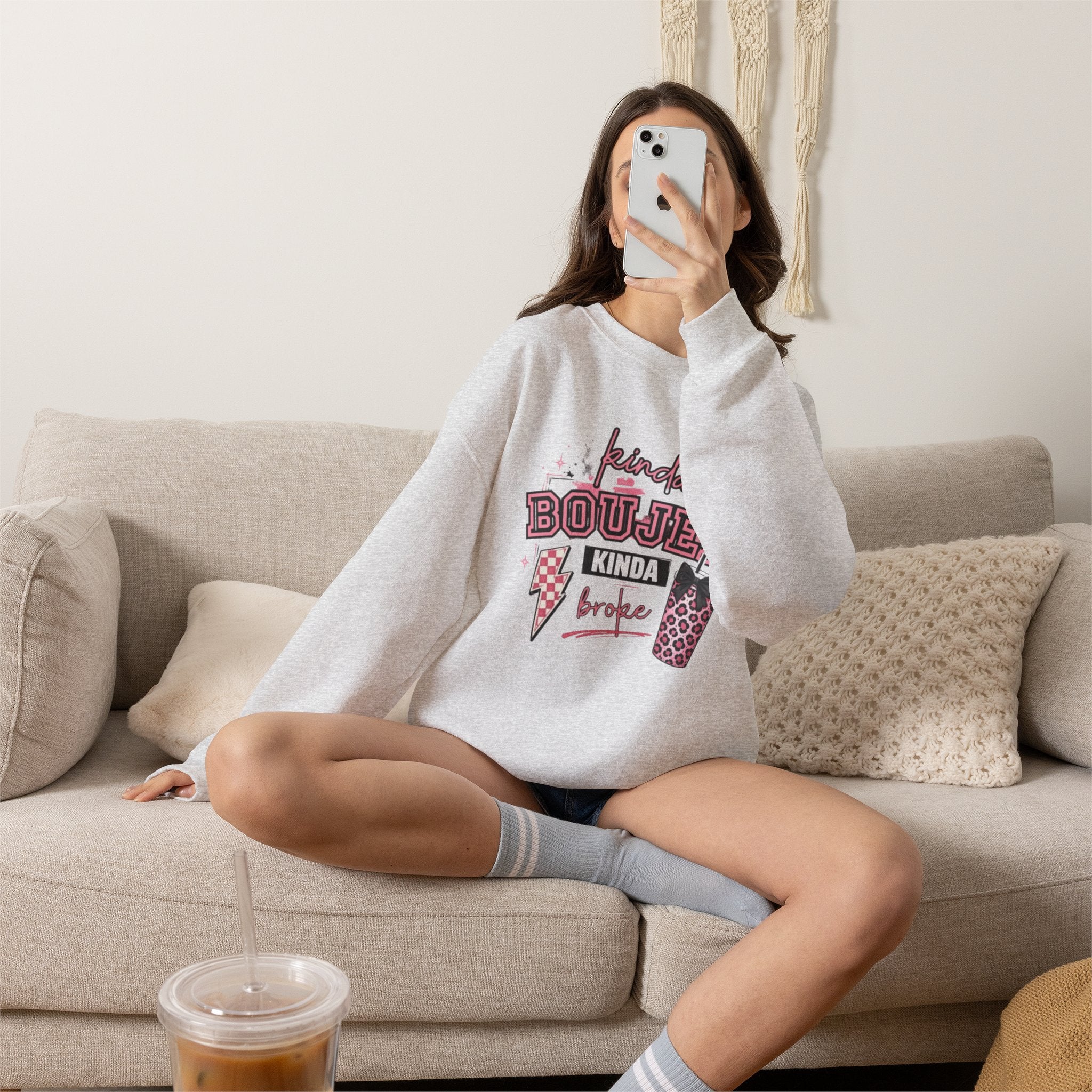 "Kinda Boujee Kinda Broke" Graphic Pullover