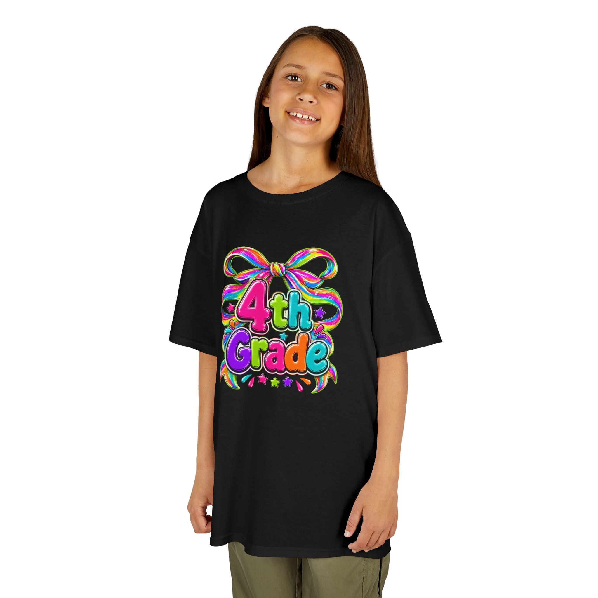 4th Grade Colorful Bow Back‑to‑School Tee