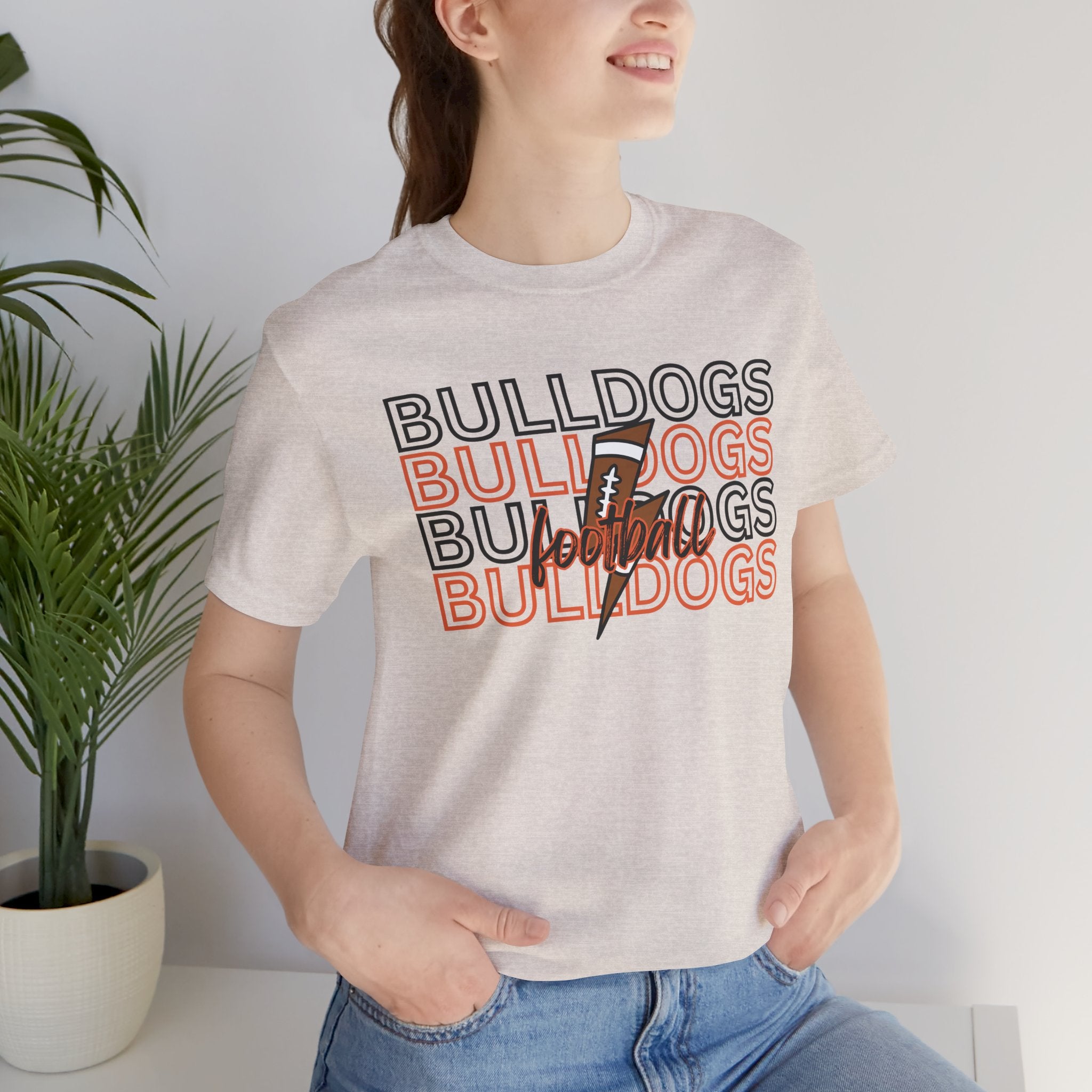 Bulldogs Football Retro Stacked Tee Unisex