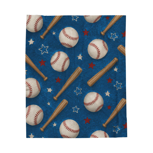 Baseball Pattern Velveteen Plush Blanket