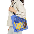 Game Day Football Tote Bag — Blue Canvas Sports Grocery Shopper