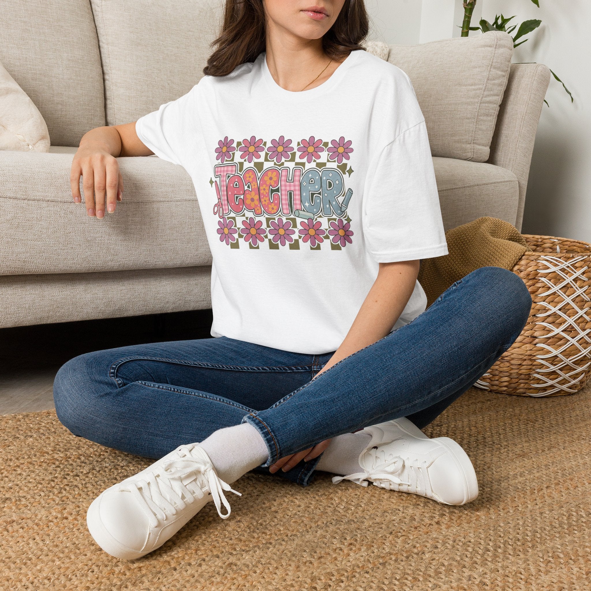 Teacher Floral Retro T-Shirt