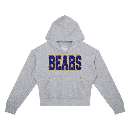 Bears Glitter Crop Drop Shoulder Hoodie